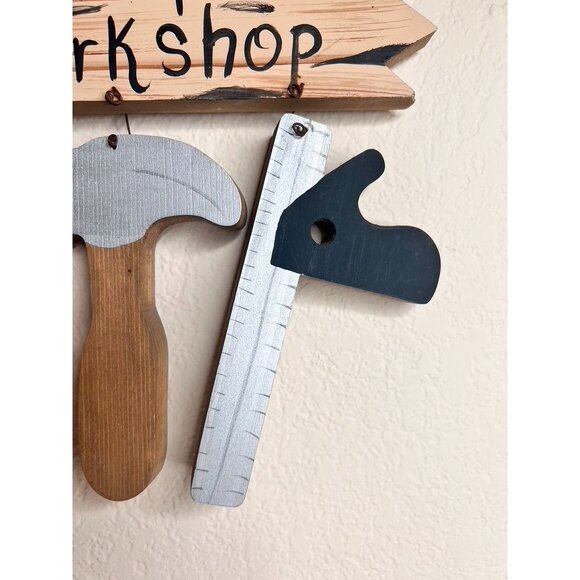 Grandpa's Workshop Wooden Hanging Rustic Sign With Tool Cutouts 16" x 12" Gift - Picture 6 of 6